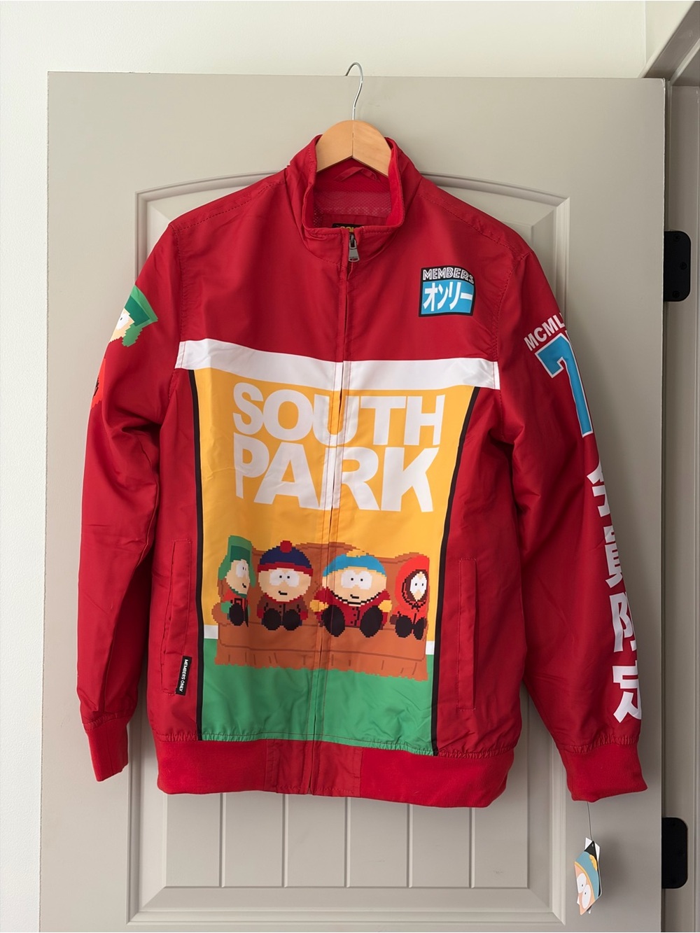 NWT Members Only x South Park 8-Bit Pixel Graphic Windbreaker Jacket Red M